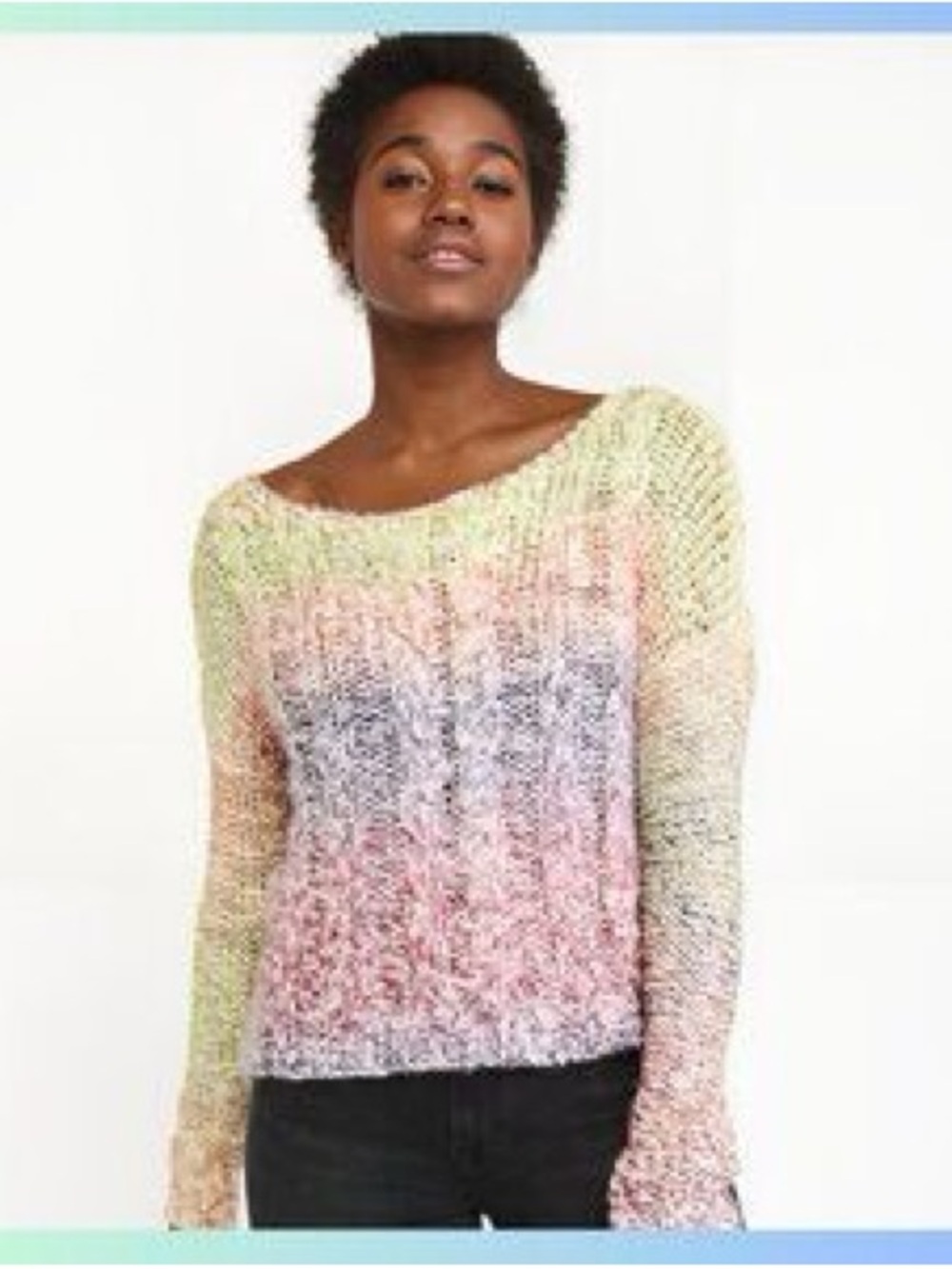 Abercrombie & Fitch Pastel Ombre Off-the-Shoulder Sweater